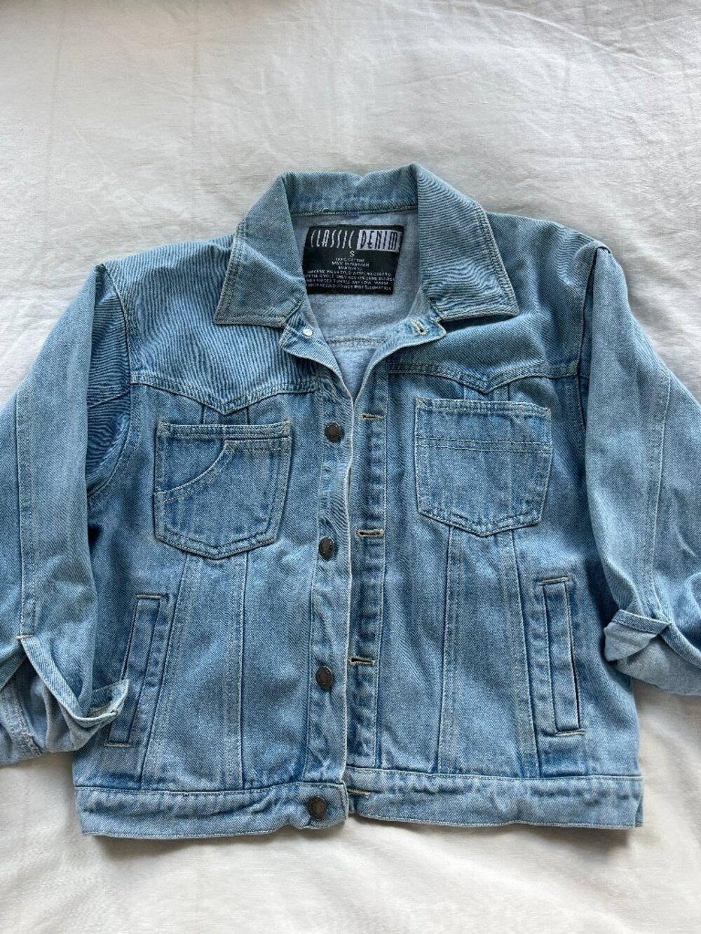 Vintage Light Wash Denim Jacket | 100% Cotton